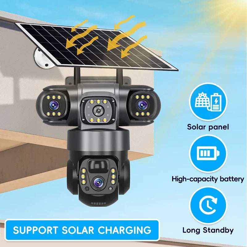 Caméra de Surveillance Solaire 4G Triple Objectif