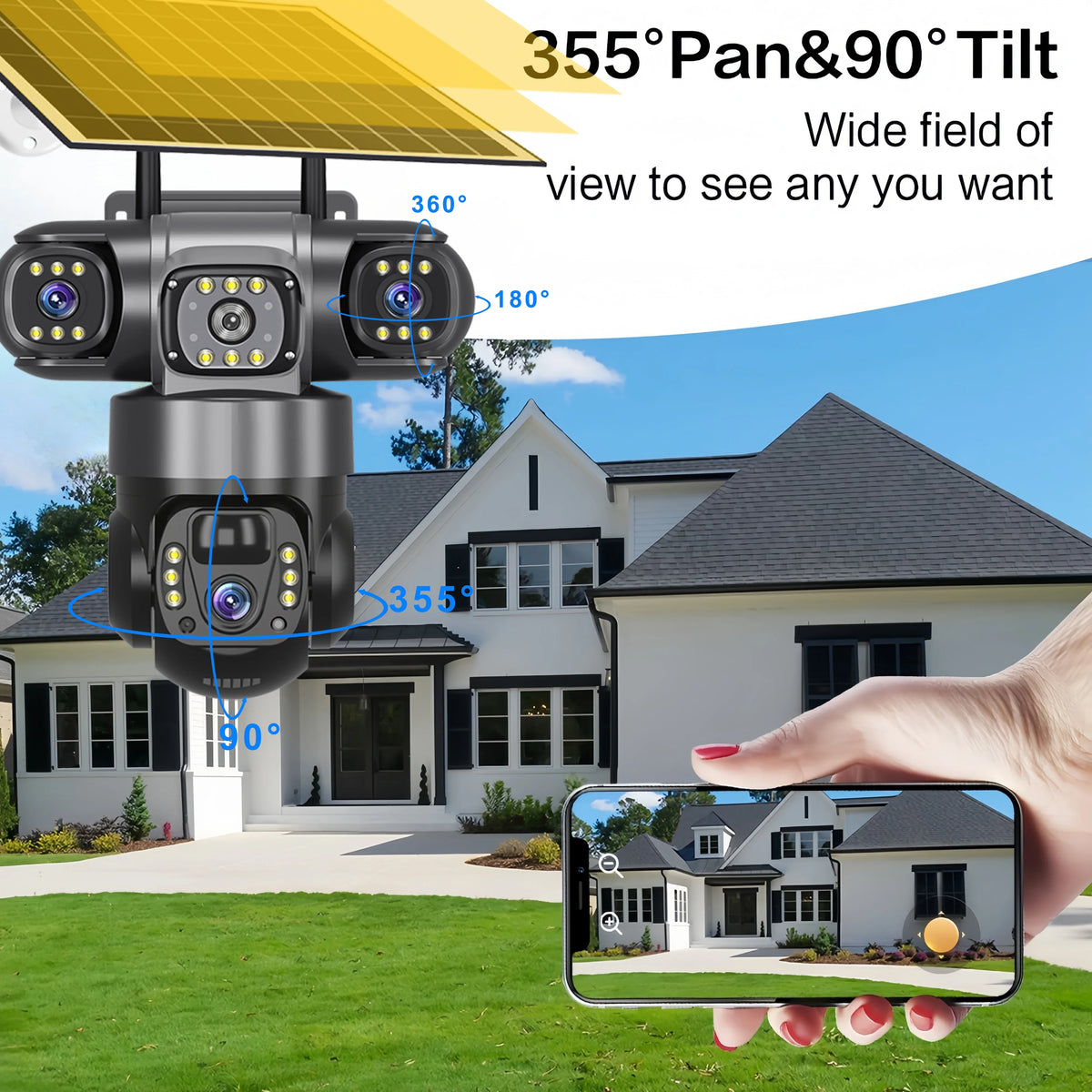 Caméra de Surveillance Solaire 4G Triple Objectif
