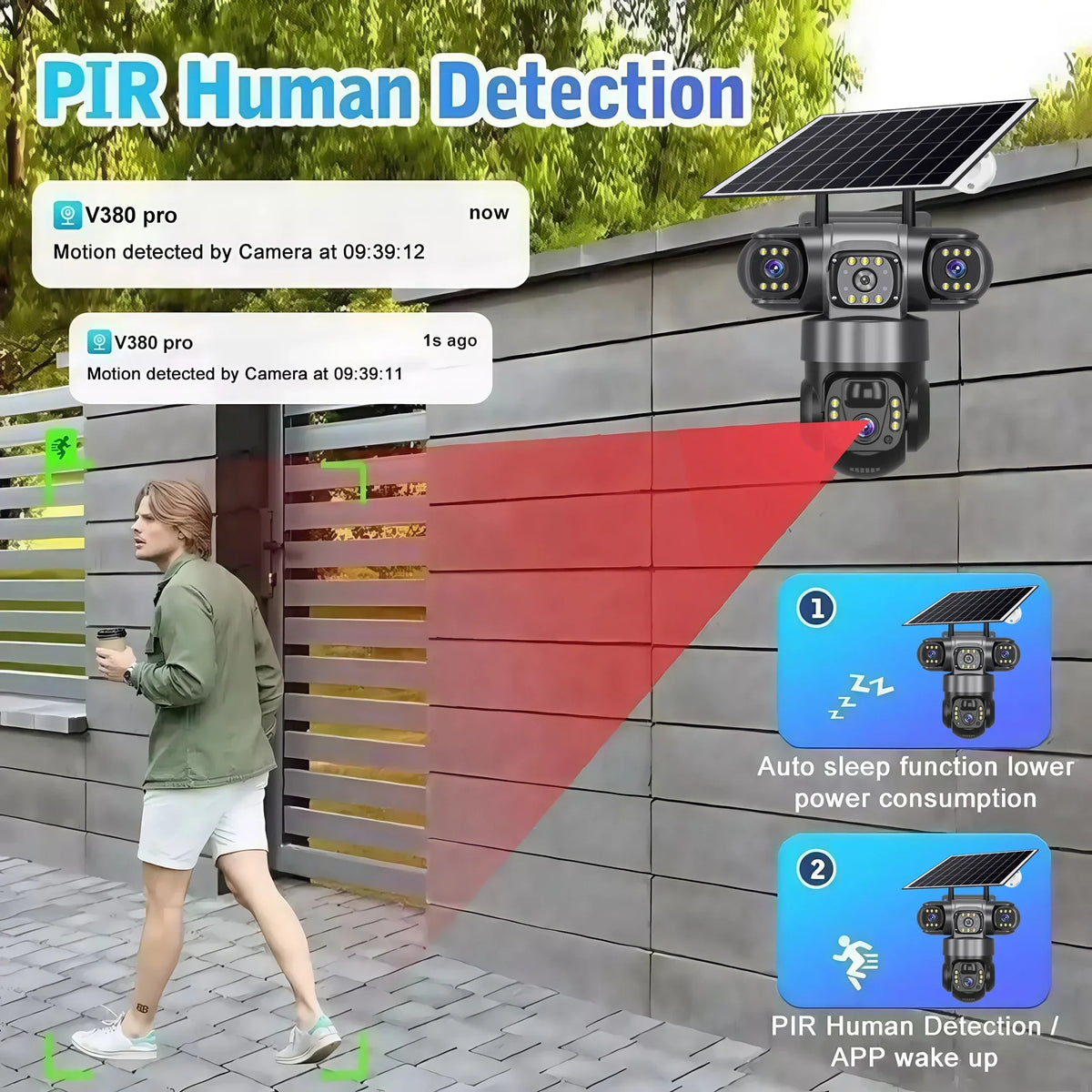 Caméra de Surveillance Solaire 4G Triple Objectif