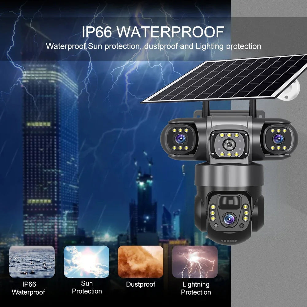 Caméra de Surveillance Solaire 4G Triple Objectif