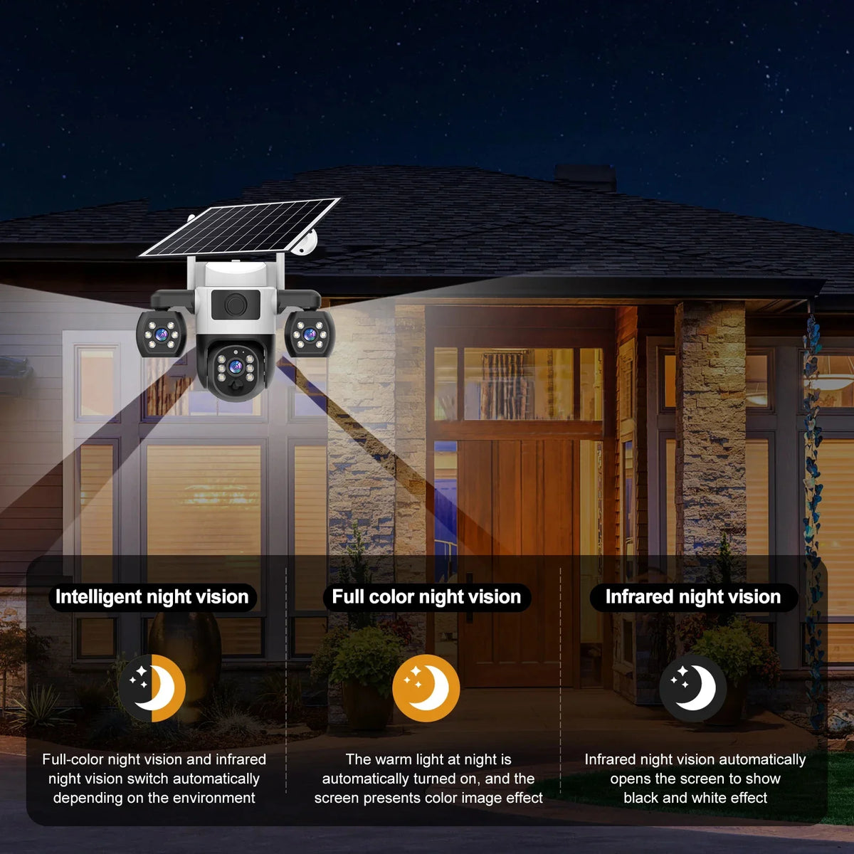 Caméra De Surveillance Solaire 4G Triple Objectif