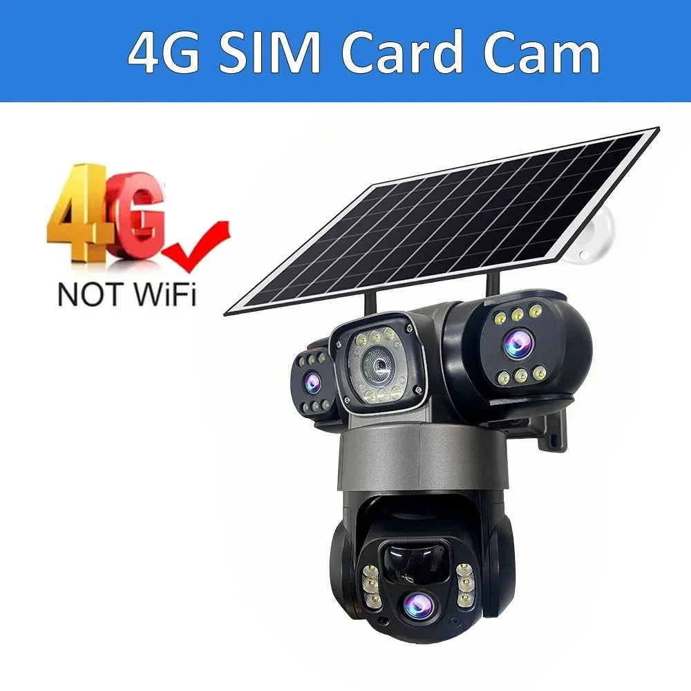 Caméra de Surveillance Solaire 4G Triple Objectif Image