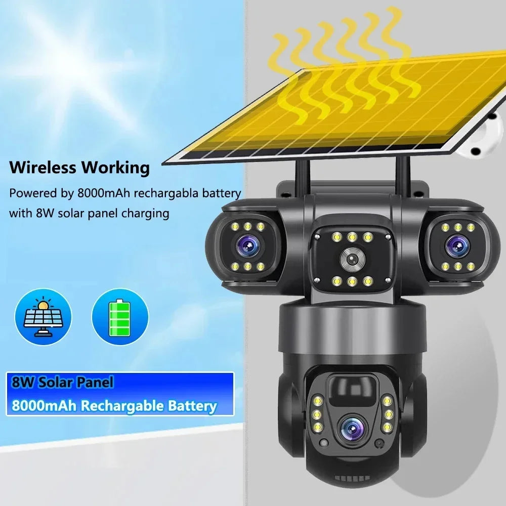 Caméra de Surveillance Solaire 4G Triple Objectif Image