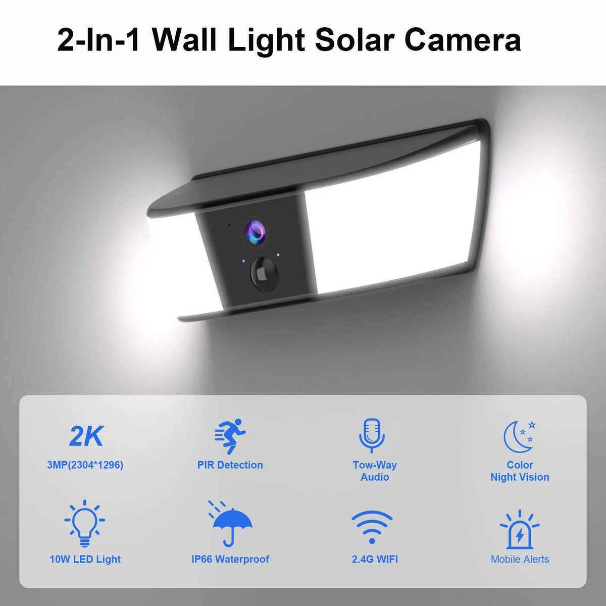 Caméra de Surveillance Solaire Extérieure 2K avec Batterie