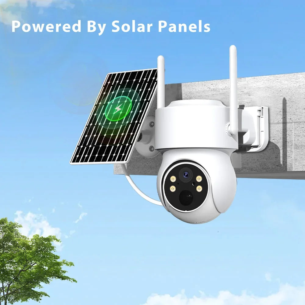 Caméra De Surveillance Solaire WiFi PTZ Avec Batterie Intégrée