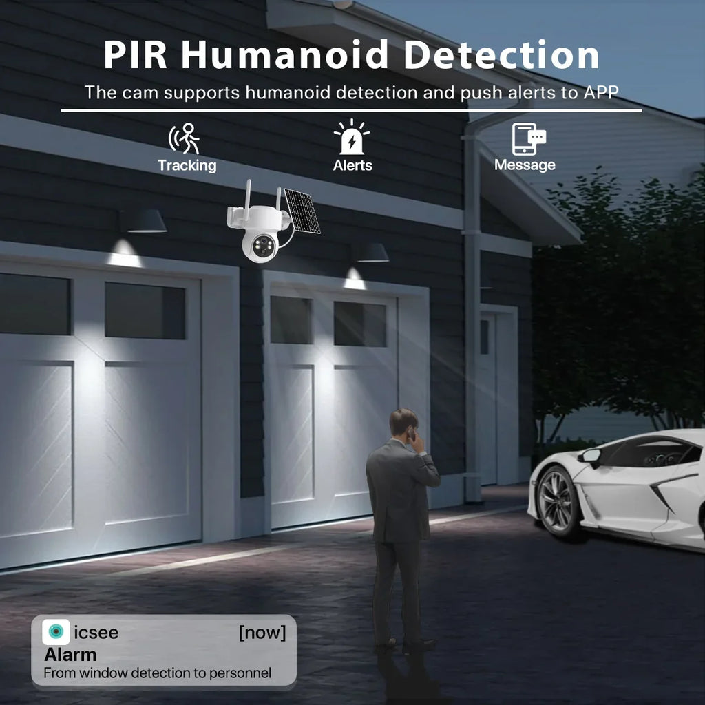 Caméra De Surveillance Solaire WiFi PTZ Avec Batterie Intégrée