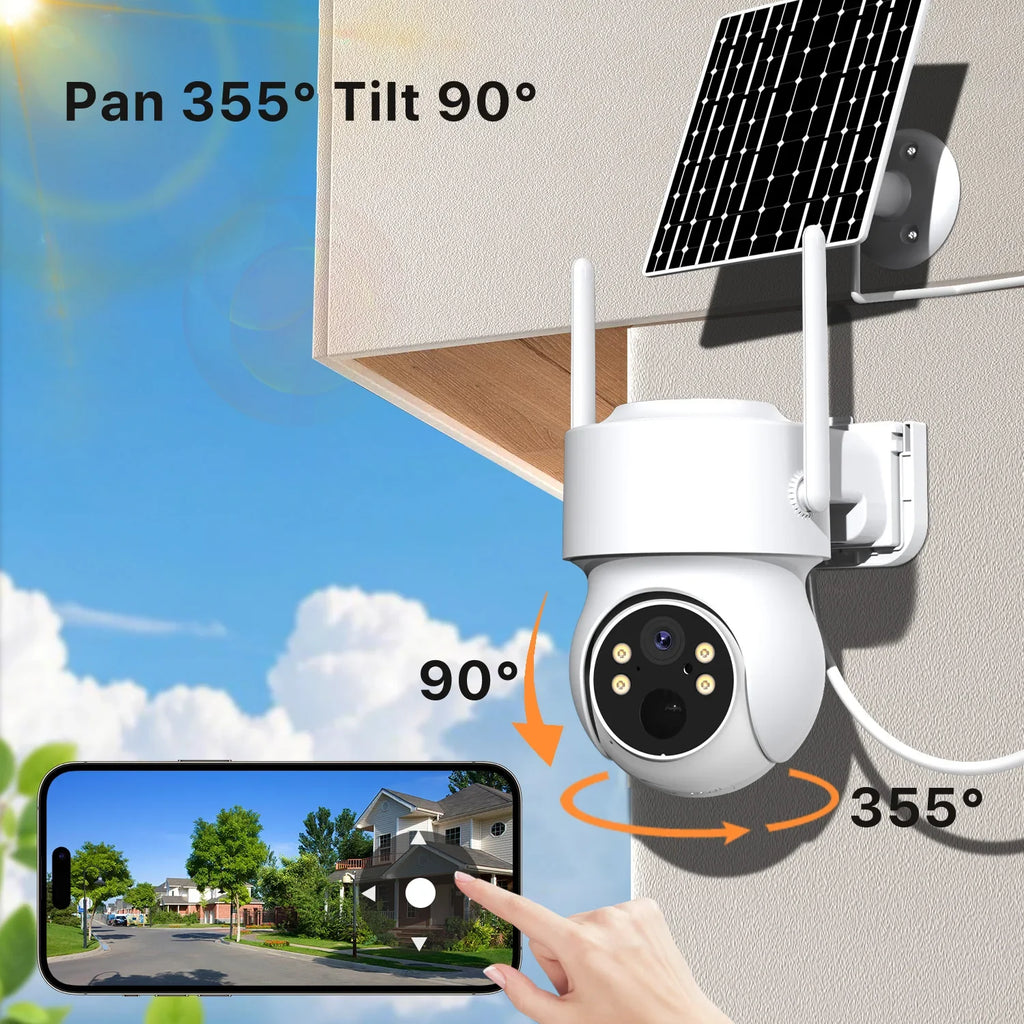 Caméra De Surveillance Solaire WiFi PTZ Avec Batterie Intégrée