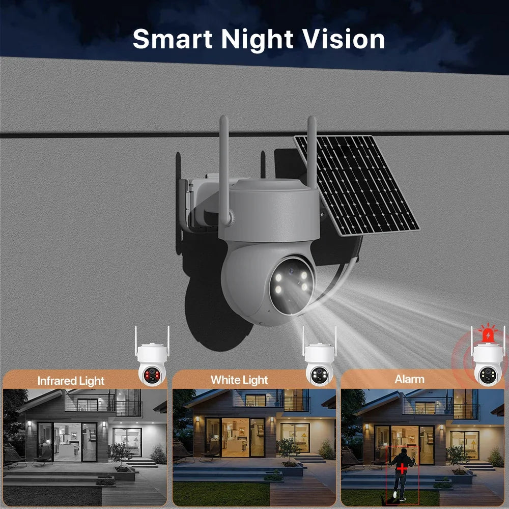 Caméra De Surveillance Solaire WiFi PTZ Avec Batterie Intégrée