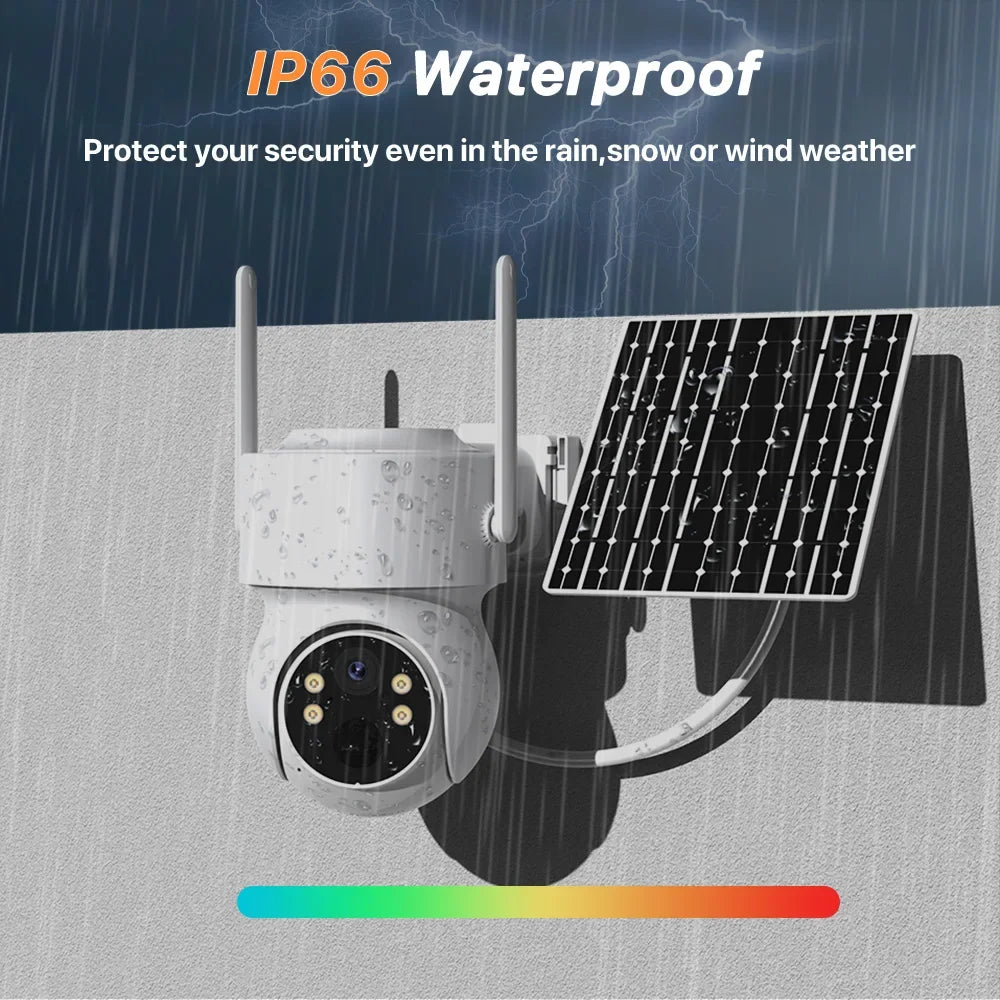 Caméra De Surveillance Solaire WiFi PTZ Avec Batterie Intégrée