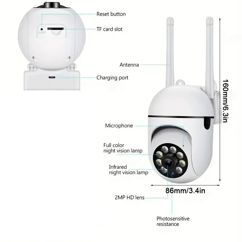 Caméra De Surveillance Wi-Fi 1080P Avec Vision Nocturne