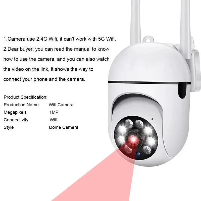 Caméra De Surveillance Wi-Fi 1080P Avec Vision Nocturne
