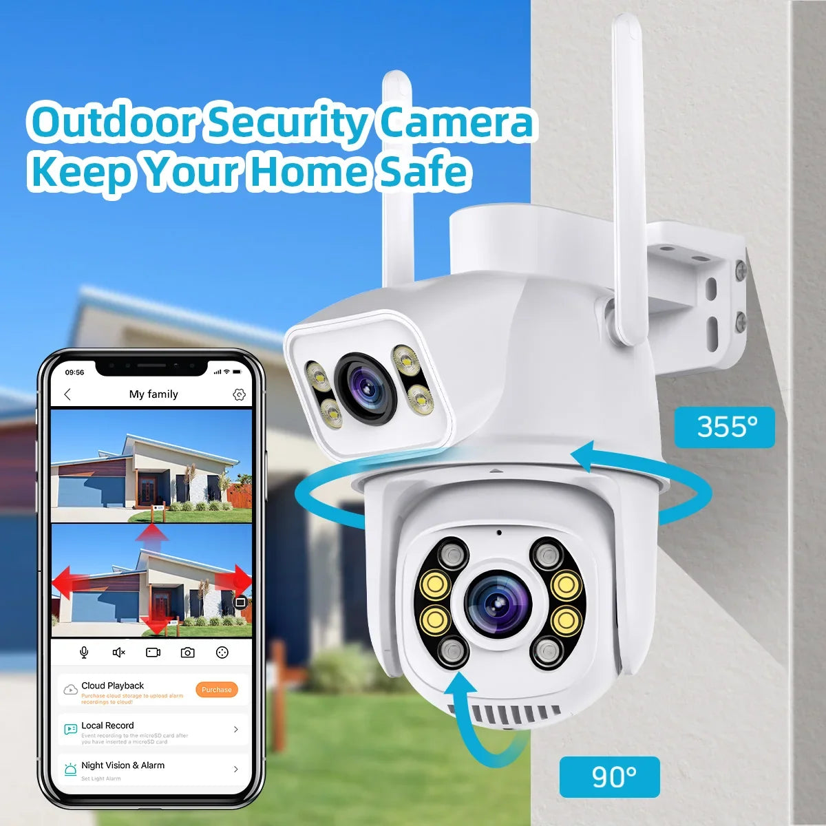 Caméra De Surveillance Wi-Fi PTZ Double Objectif 4K