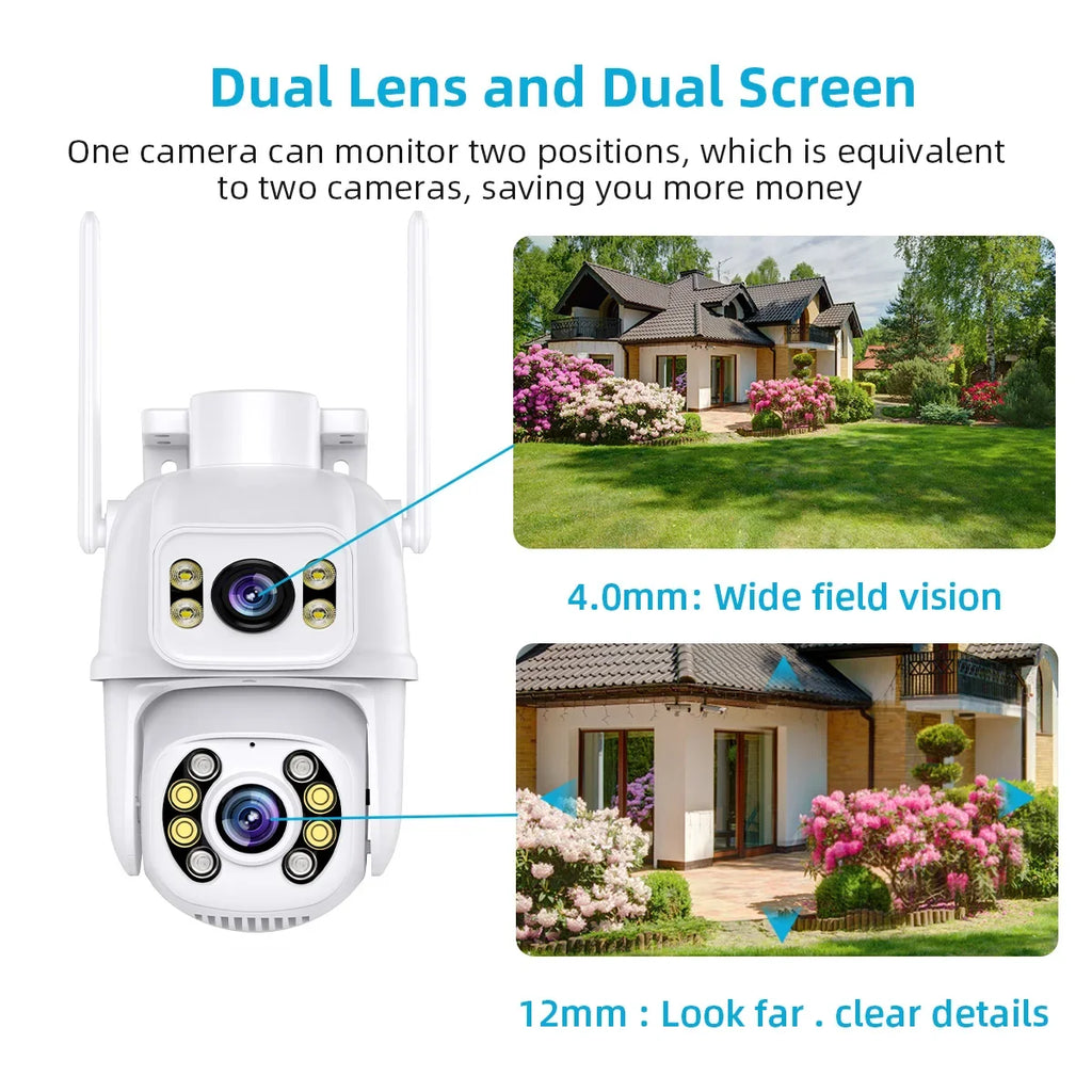 Caméra De Surveillance Wi-Fi PTZ Double Objectif 4K
