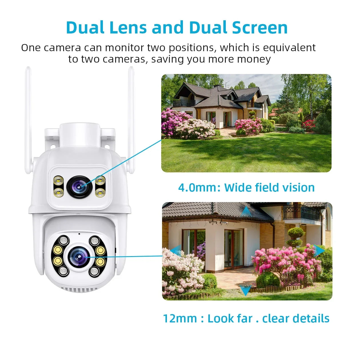 Caméra De Surveillance Wi-Fi PTZ Double Objectif 4K