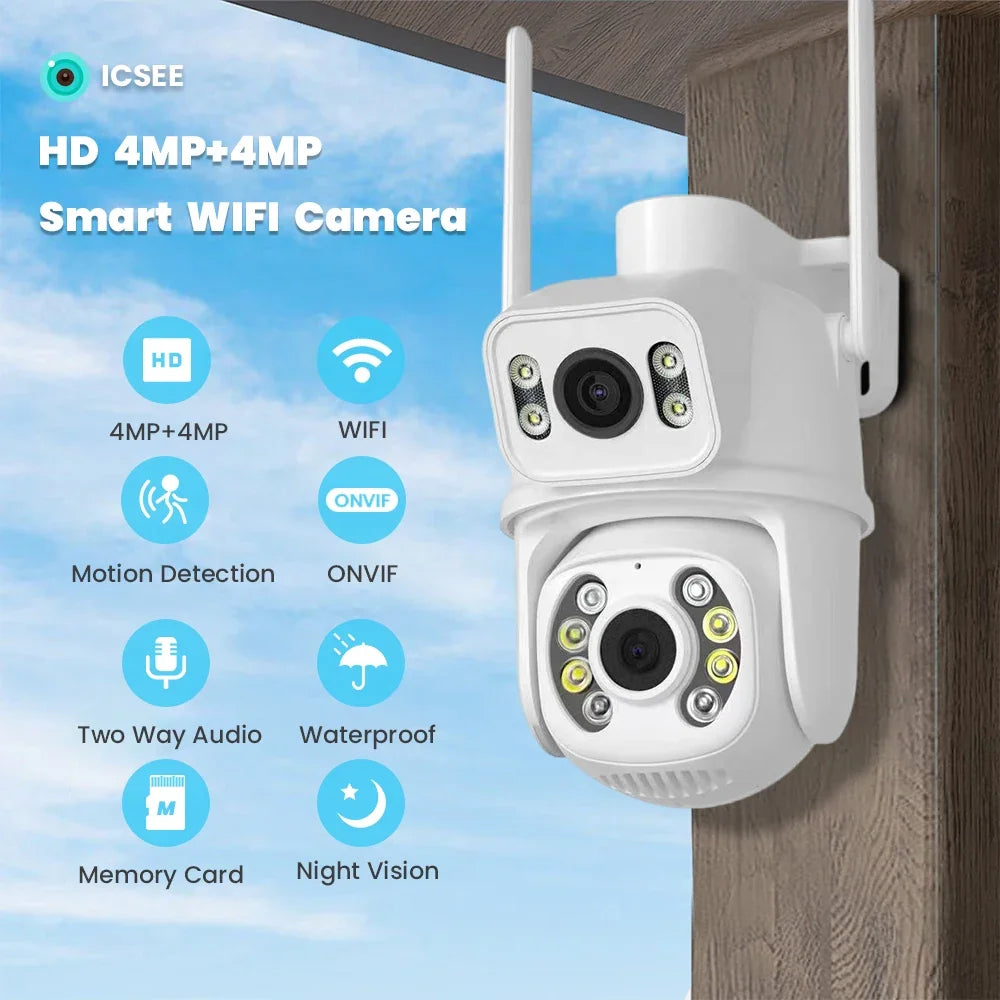 Caméra De Surveillance Wi-Fi PTZ Double Objectif 4K