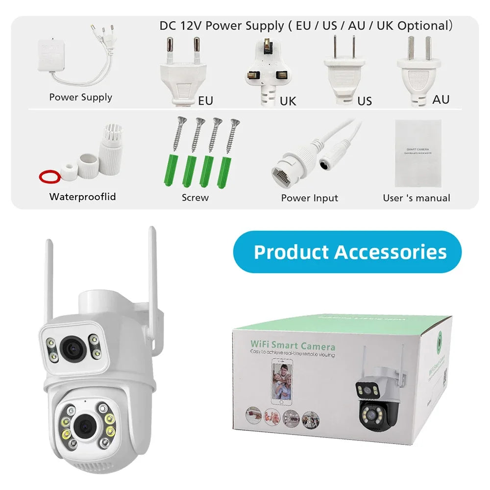 Caméra De Surveillance Wi-Fi PTZ Double Objectif 4K