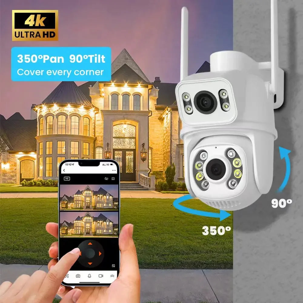 Caméra De Surveillance Wi-Fi PTZ Double Objectif 4K