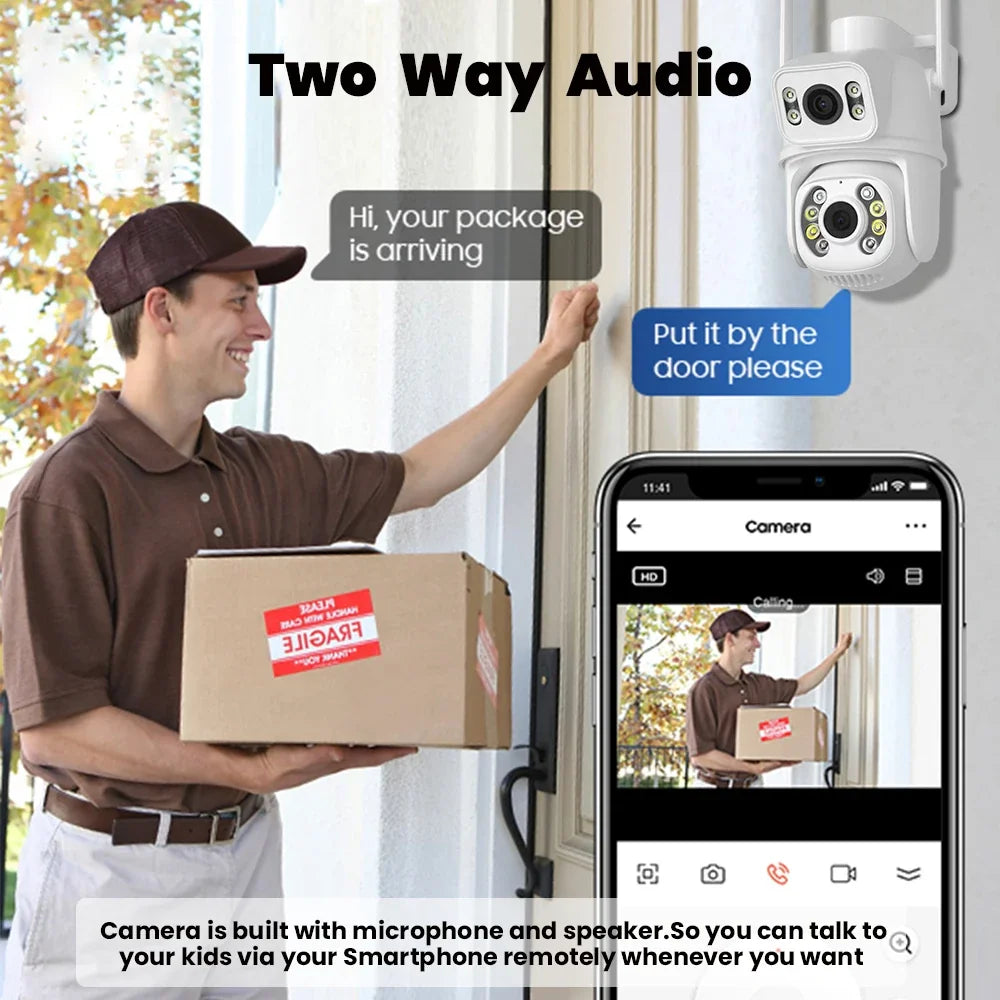 Caméra De Surveillance Wi-Fi PTZ Double Objectif 4K