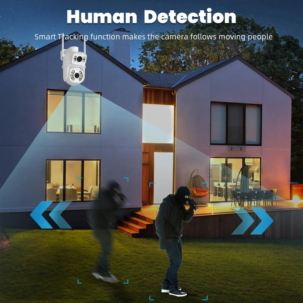 Caméra De Surveillance Wi-Fi PTZ Double Objectif 4K