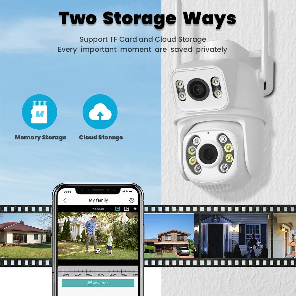 Caméra De Surveillance Wi-Fi PTZ Double Objectif 4K