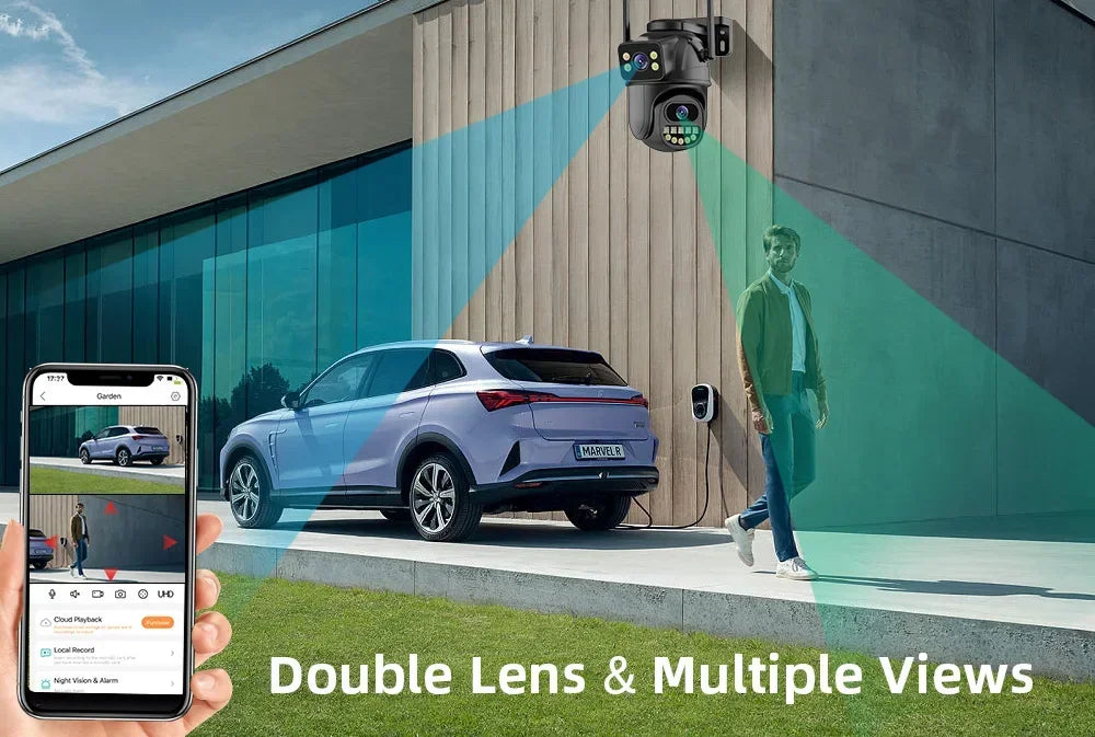 Caméra De Surveillance WiFi 4K 8MP Double Objectif