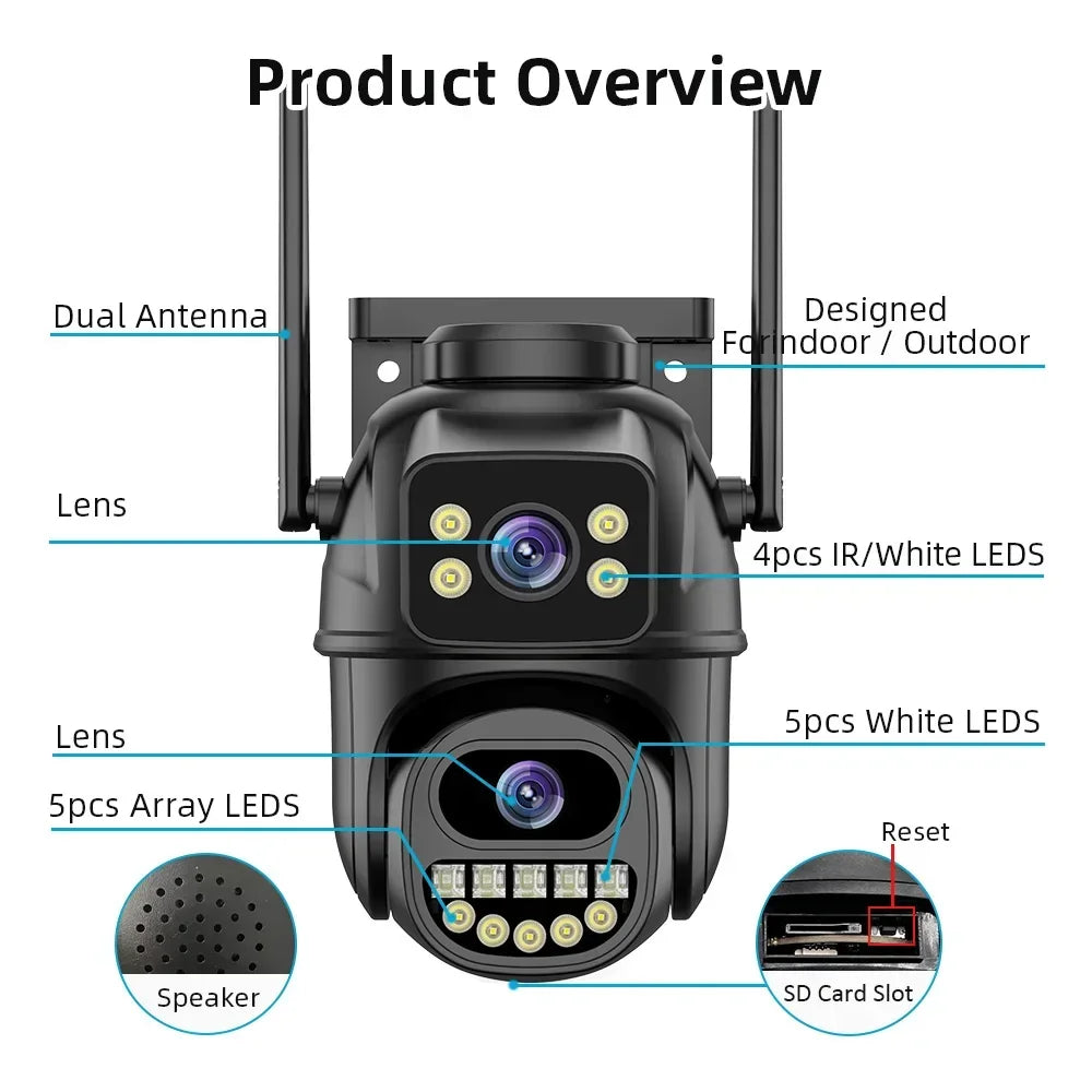 Caméra De Surveillance WiFi 4K 8MP Double Objectif