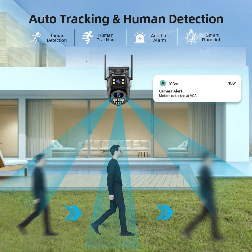 Caméra De Surveillance WiFi 4K 8MP Double Objectif