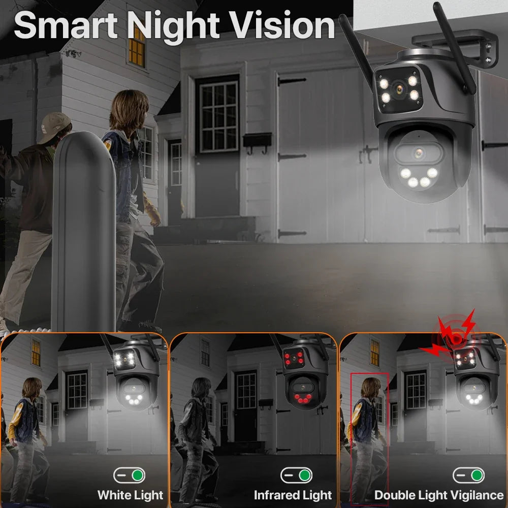 Caméra De Surveillance WiFi 4K À Triple Objectif PTZ