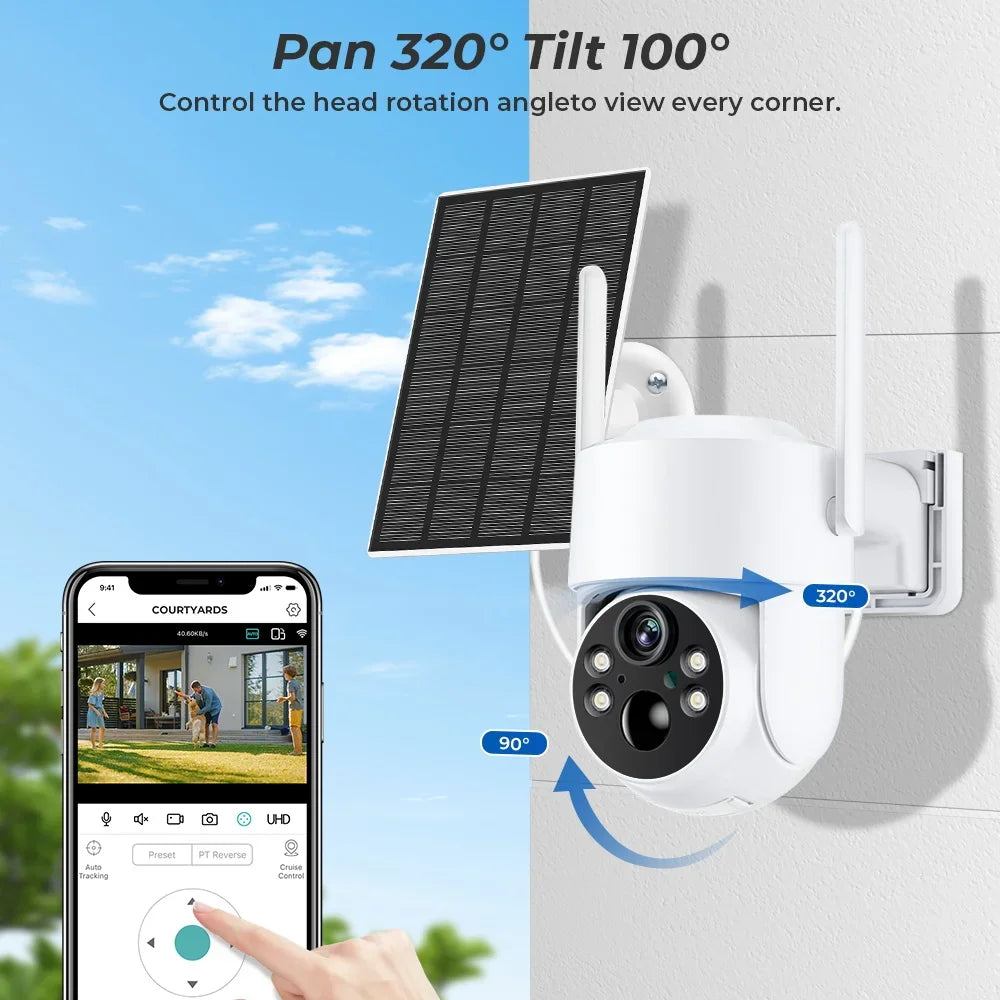 Caméra De Surveillance WiFi Solaire PTZ 4MP