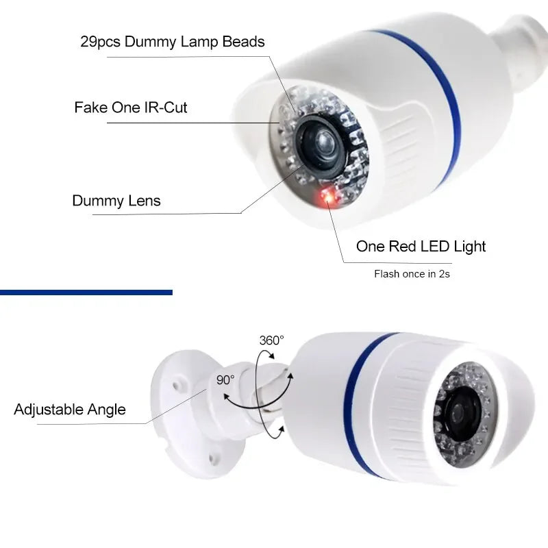 Caméra Factice Dôme LED pour Sécurité Intérieure et Extérieure