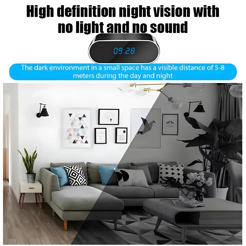 Caméra Horloge Mini Wi-Fi avec Vision Nocturne