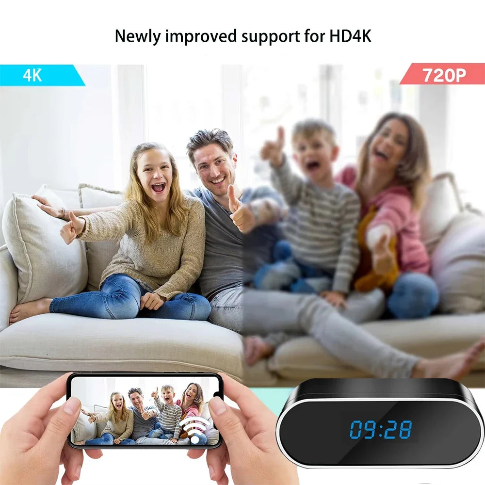 Caméra Horloge Mini Wi-Fi avec Vision Nocturne