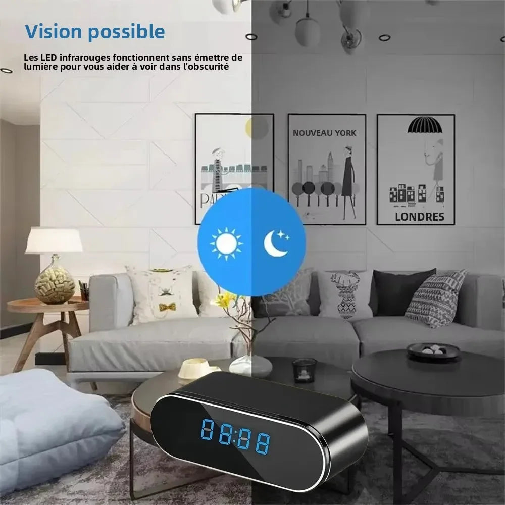 Caméra Horloge WiFi Mini Avec Vision Nocturne