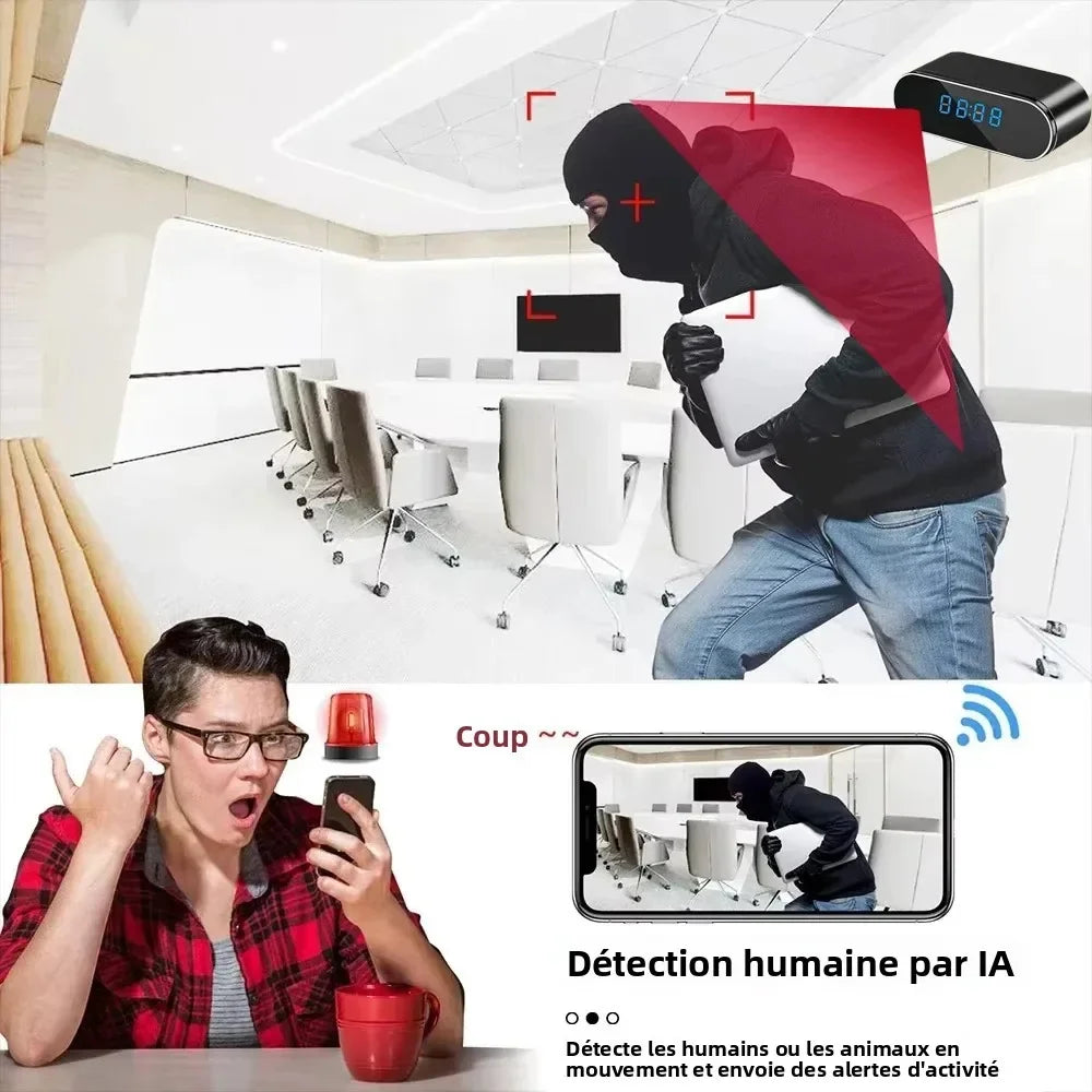 Caméra Horloge WiFi Mini Avec Vision Nocturne
