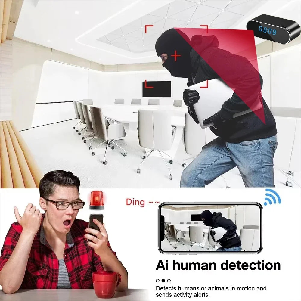 Caméra Horloge WiFi Mini Avec Vision Nocturne