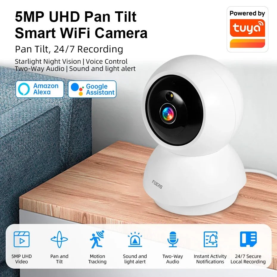 Caméra Intérieure Wi-Fi 5 MP avec Détection de Mouvement