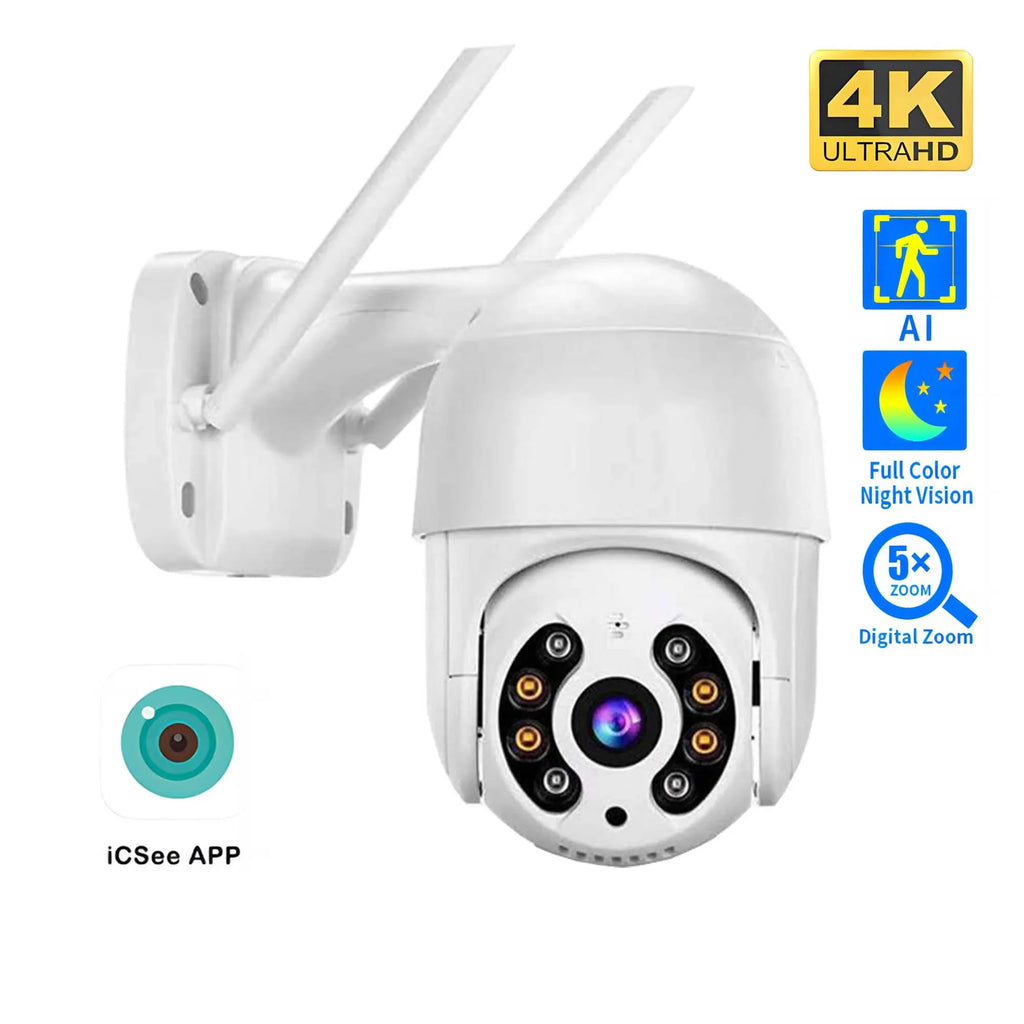 Caméra IP Extérieure PTZ 4K Vision Nocturne Couleur