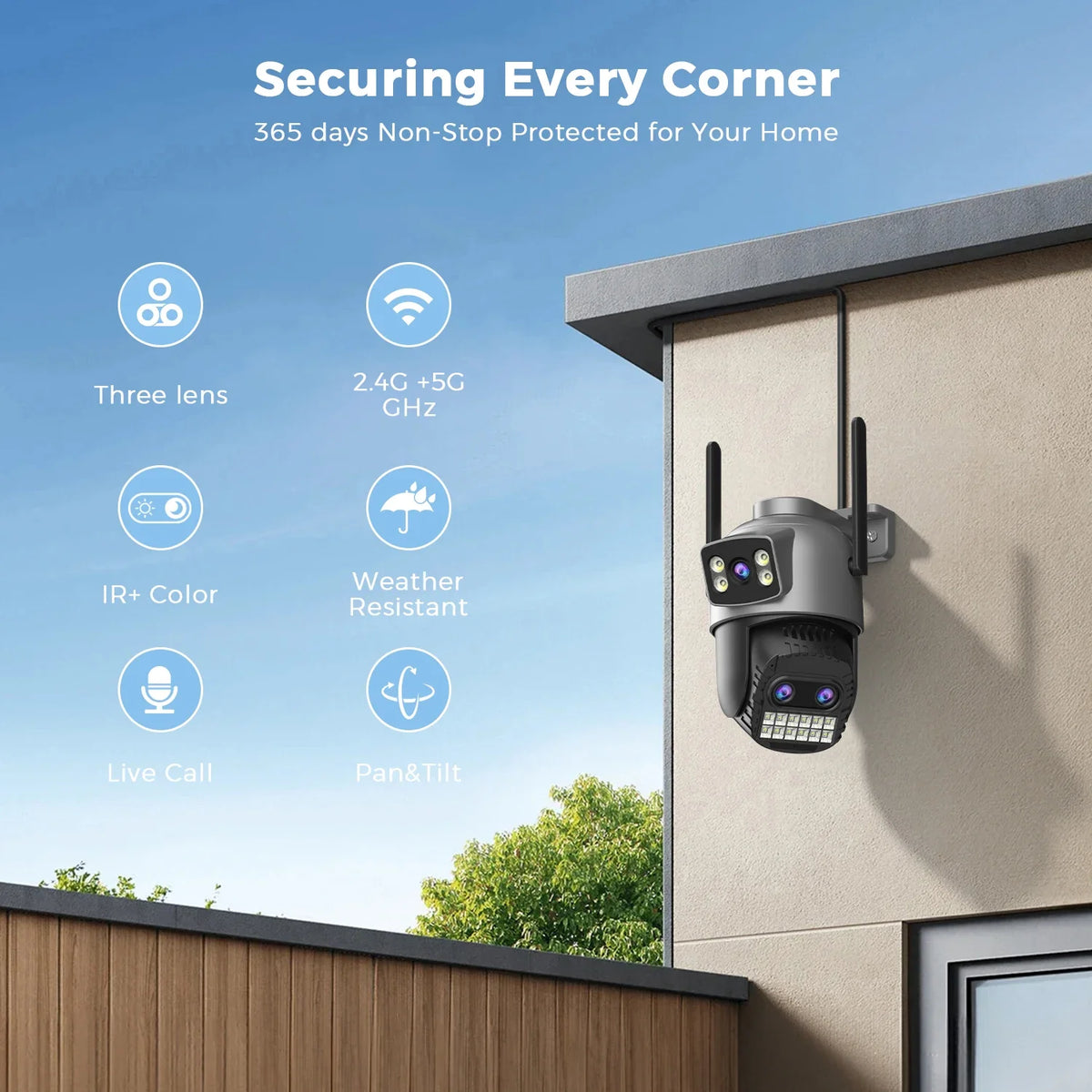 Caméra PTZ Extérieure Wi-Fi Double Écran 15MP