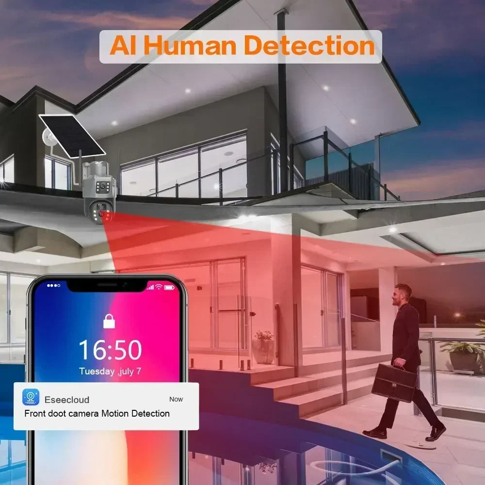 Caméra Solaire 4G Double Objectif avec Détection PIR