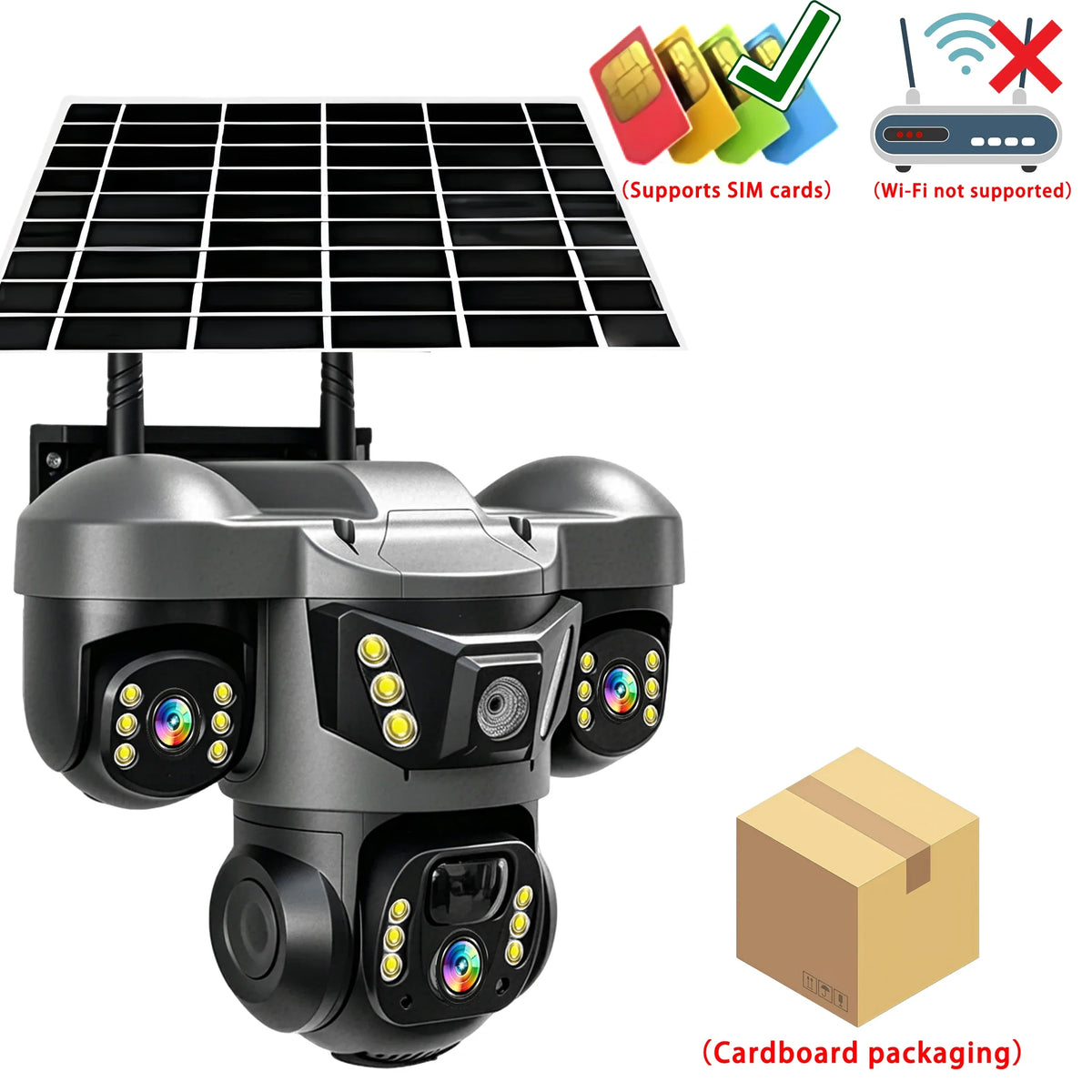 Caméra Solaire 4G Triple Objectif avec Vision Nocturne Image