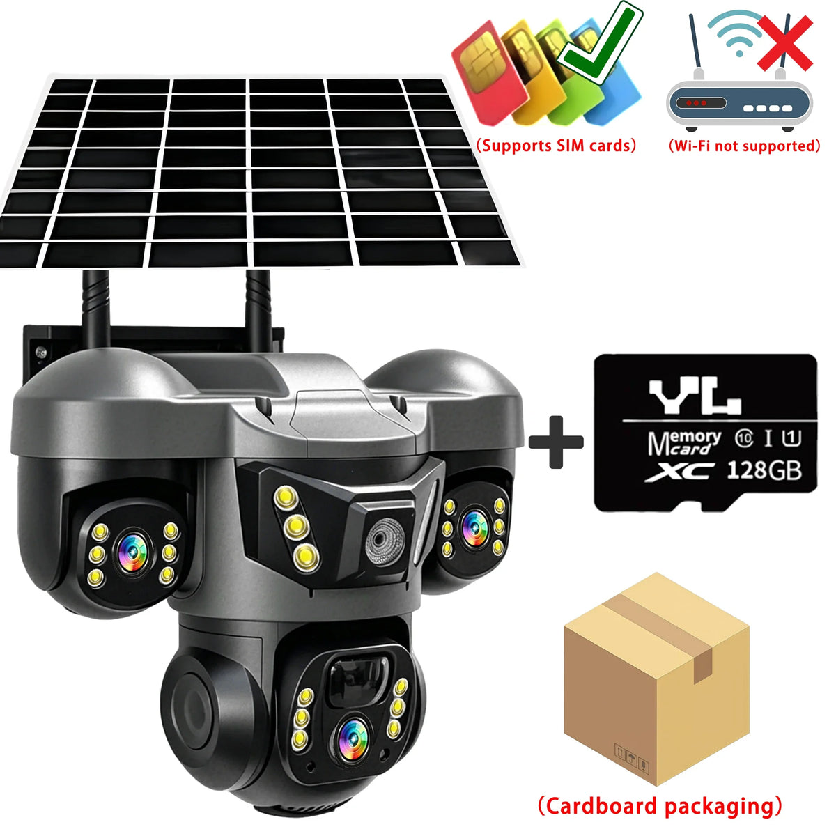 Caméra Solaire 4G Triple Objectif avec Vision Nocturne Image