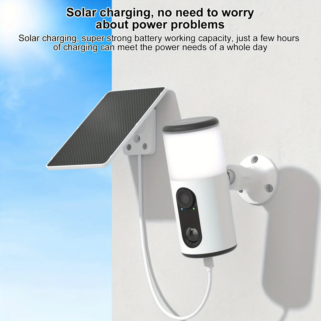 Caméra Solaire Extérieure Sans Fil LED — Blanc
