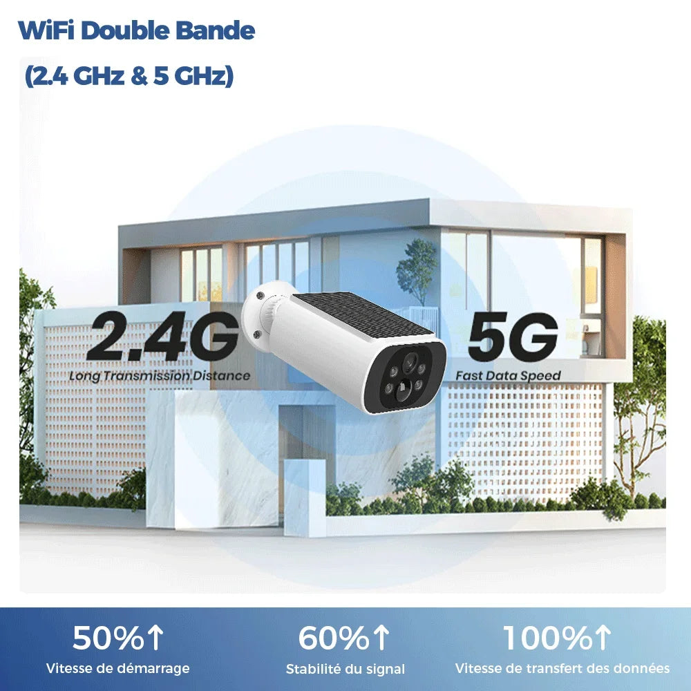 Caméra Solaire Extérieure WiFi 4MP Étanche IP67