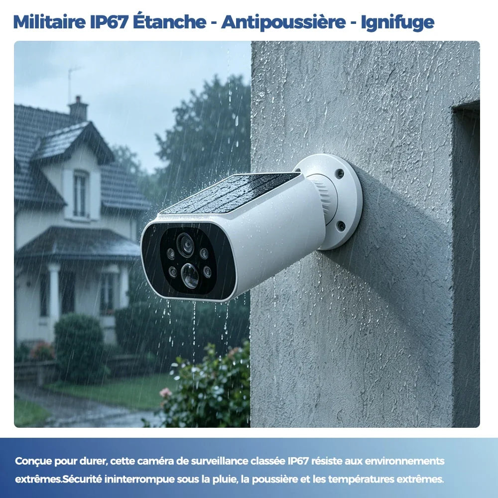Caméra Solaire Extérieure WiFi 4MP Étanche IP67