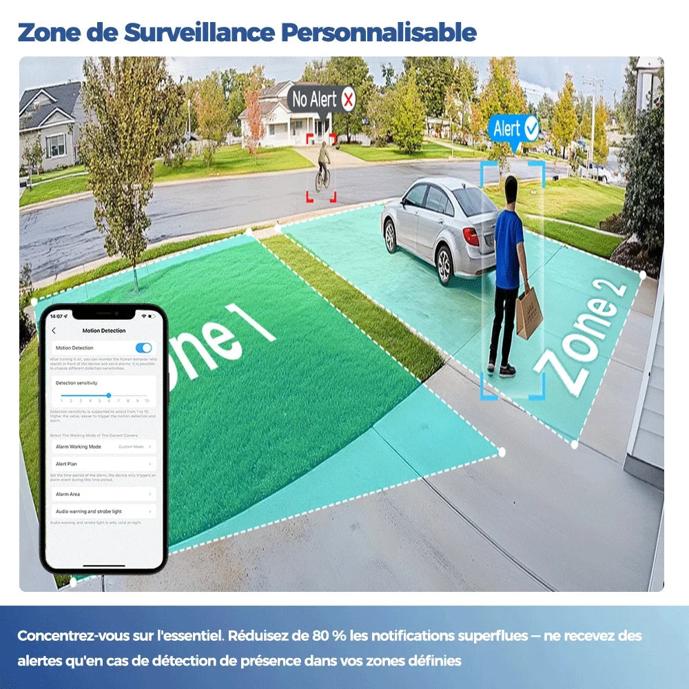 Caméra Solaire Extérieure WiFi 4MP Étanche IP67