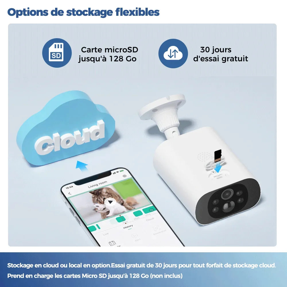 Caméra Solaire Extérieure WiFi 4MP Étanche IP67