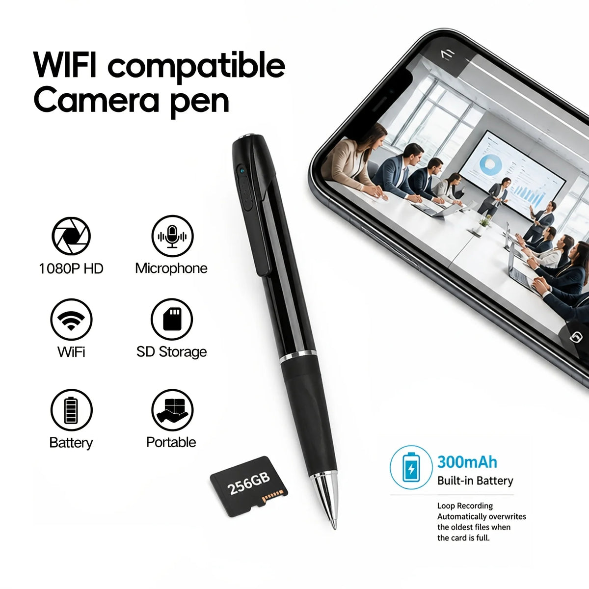 Caméra Stylo Réseau 1080P Wi-Fi — illustration 2 Image