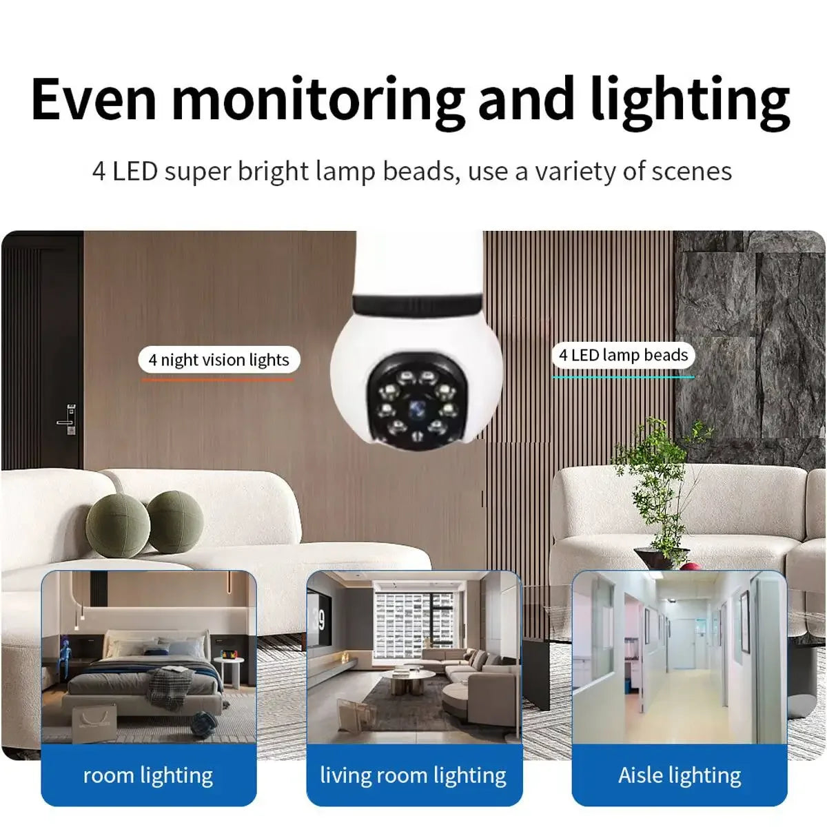 Caméra WiFi E27 8MP avec Vision Nocturne Couleur