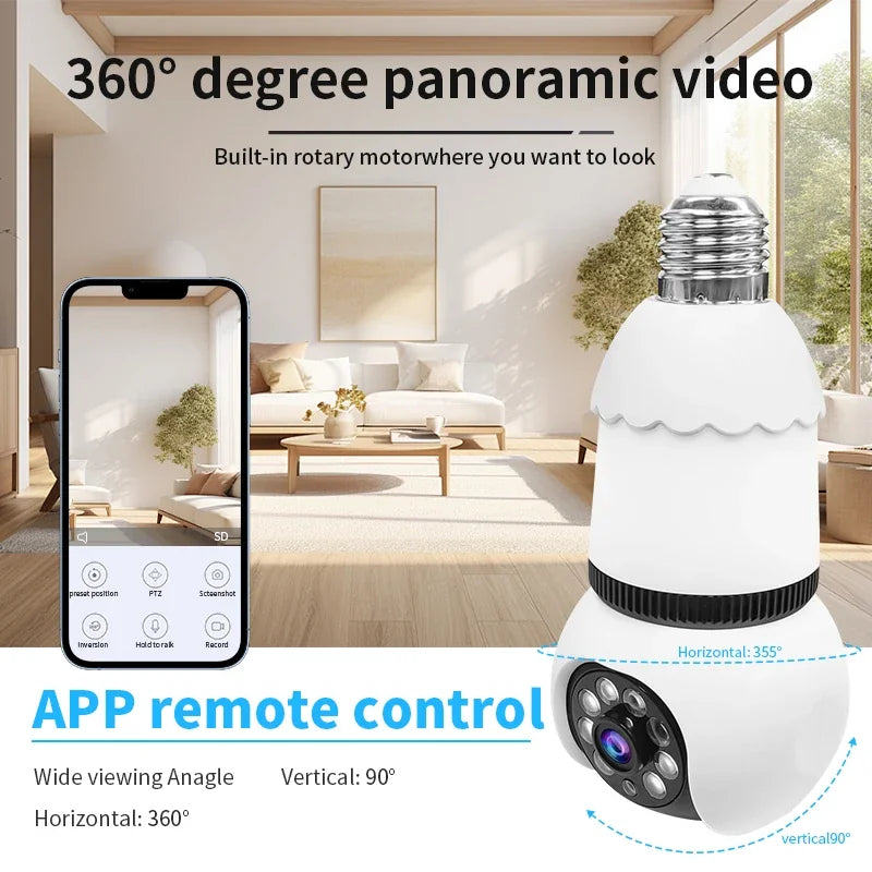 Caméra WiFi E27 8MP avec Vision Nocturne Couleur