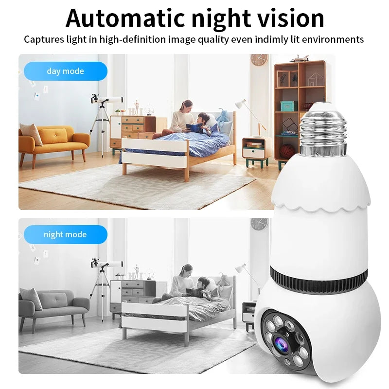 Caméra WiFi E27 8MP avec Vision Nocturne Couleur